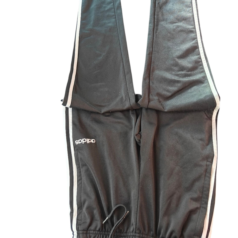 adidas Kids Black Overalls with White Stripes